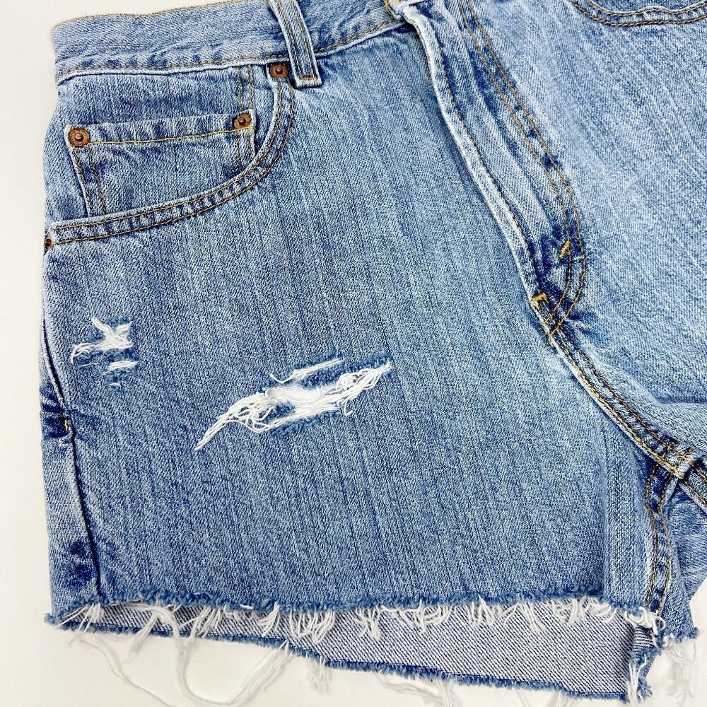 LEVI'S | Distressed Denim Cut-Off Shorts - Picture 3 of 9